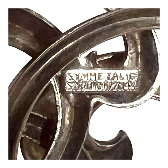Symmetalic Art Deco Swirl Statement Sterling Silver 1/20 14K Pin Brooch 2.5” - Picture 4 of 7
